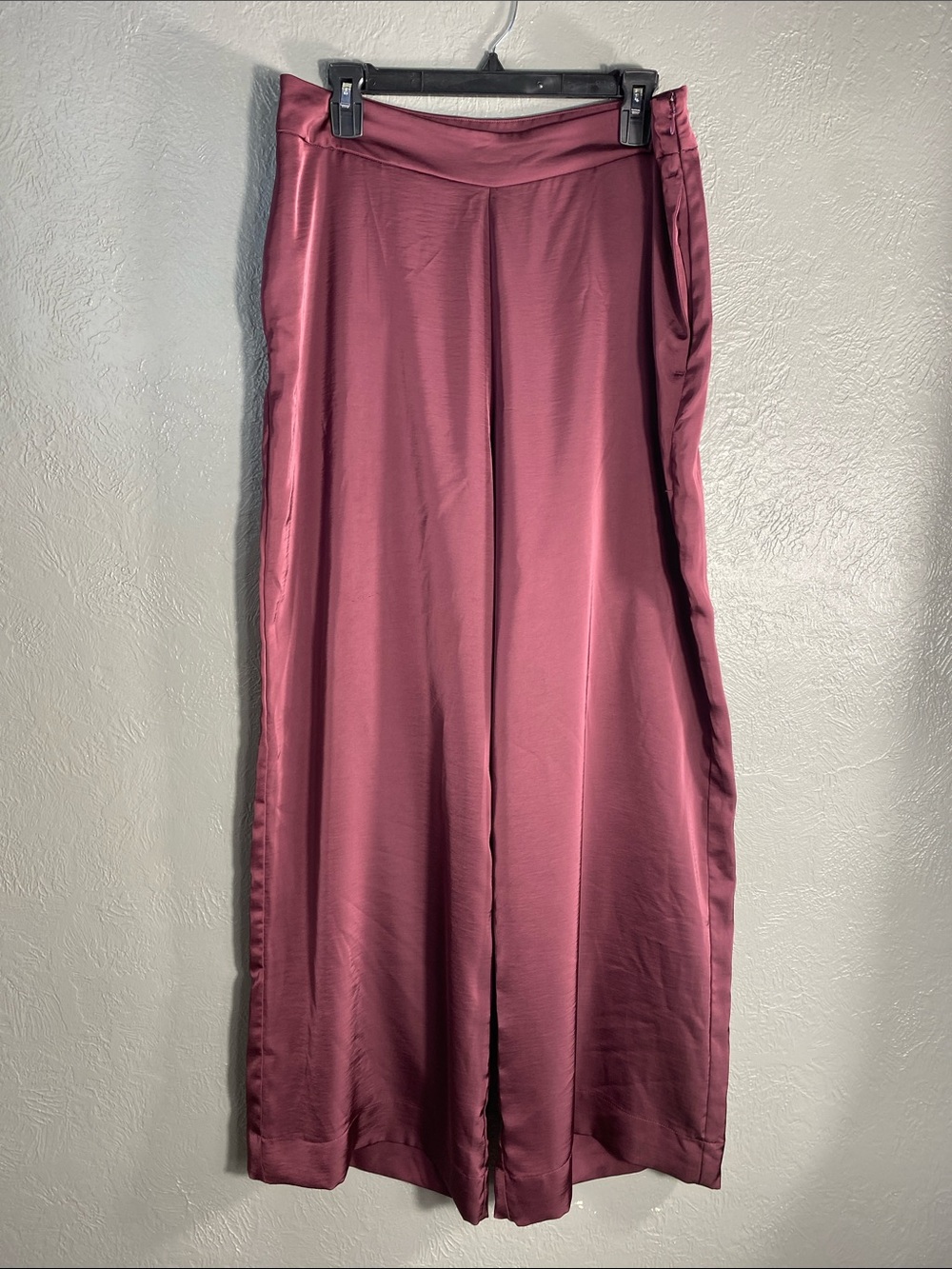 Old Navy Pants Womens 12 Burgundy High Rise Wide Leg Pleated Full Length